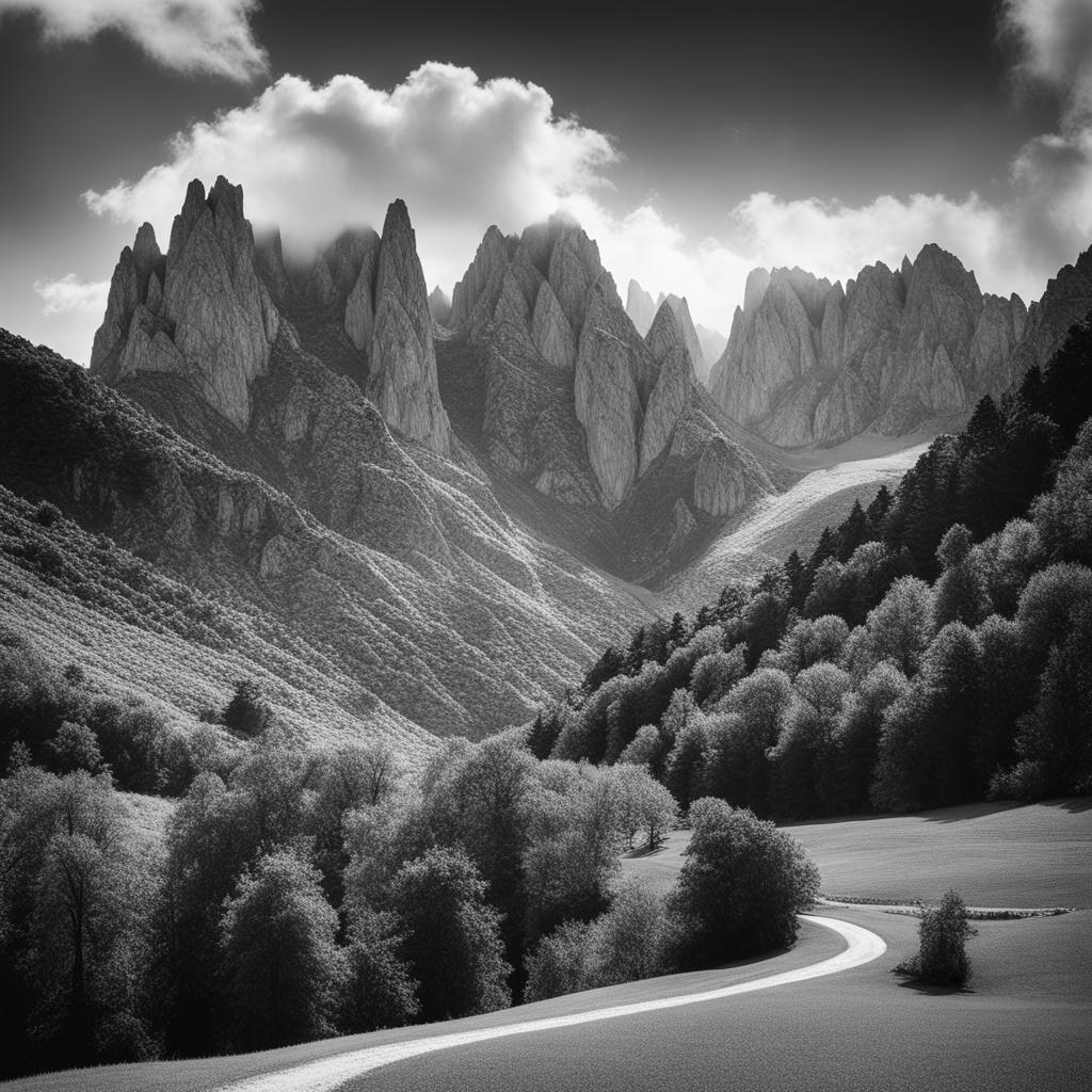 enchanted picos de europa - sketch the enchanted landscapes of picos de europa national park, with rugged peaks and pristine forests. 