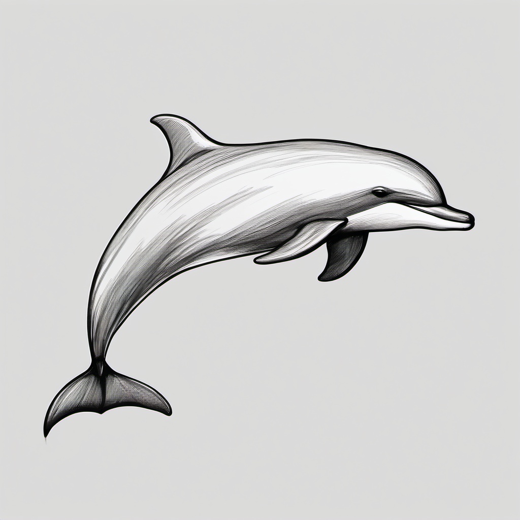 sketch of a dolphin  minimal rough sketch scribbles,doodles,black and white