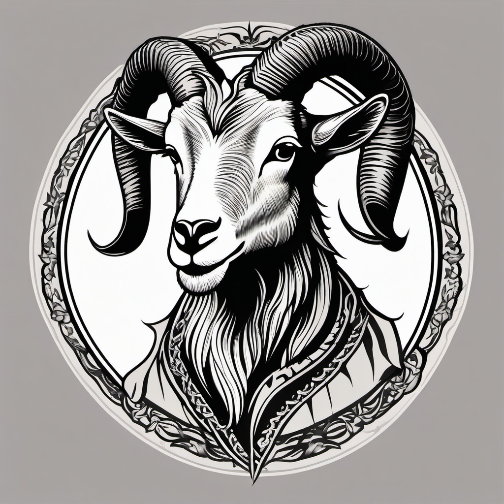 Goat Traditional Tattoo - A classic and traditional tattoo featuring a goat design.  simple color tattoo design,white background