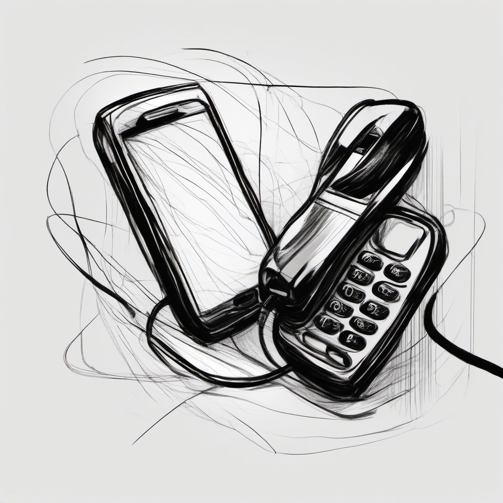 drawing of phone  minimal rough scribbles,doodles,black and white