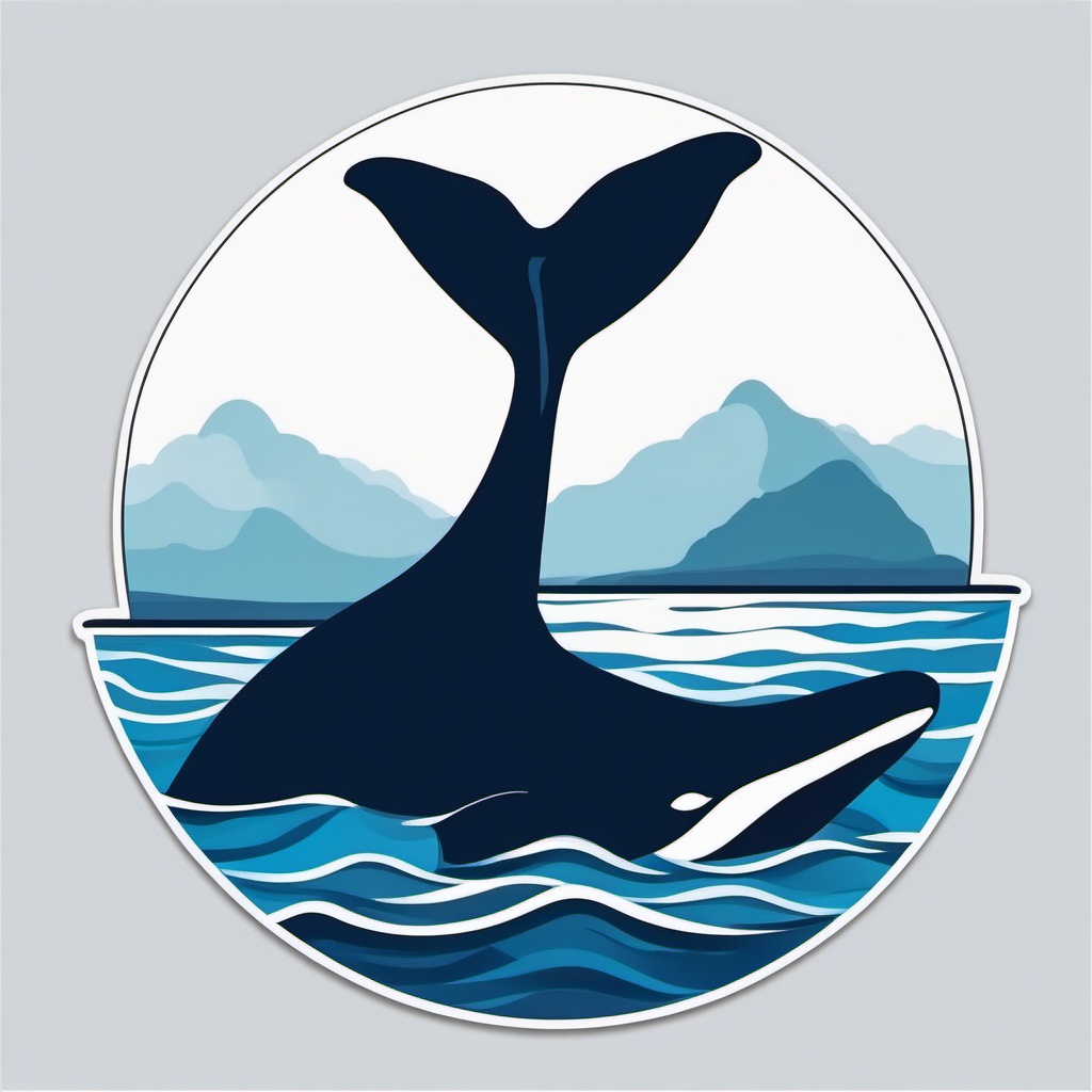 Whale Tail Emerging from Water Emoji Sticker - Oceanic giants breaching the surface, , sticker vector art, minimalist design