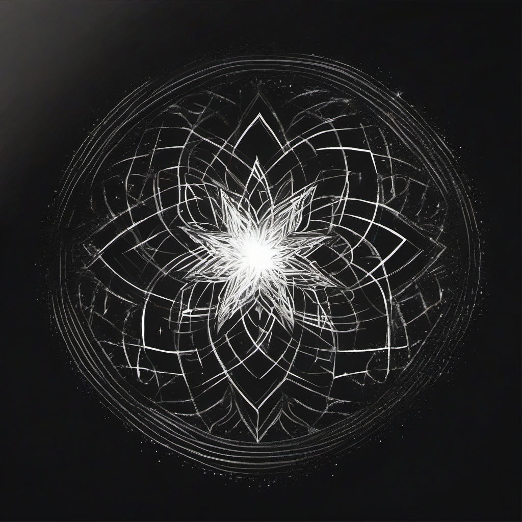 drawing of a star with a mystical aura  minimal rough sketch scribbles,doodles,black and white