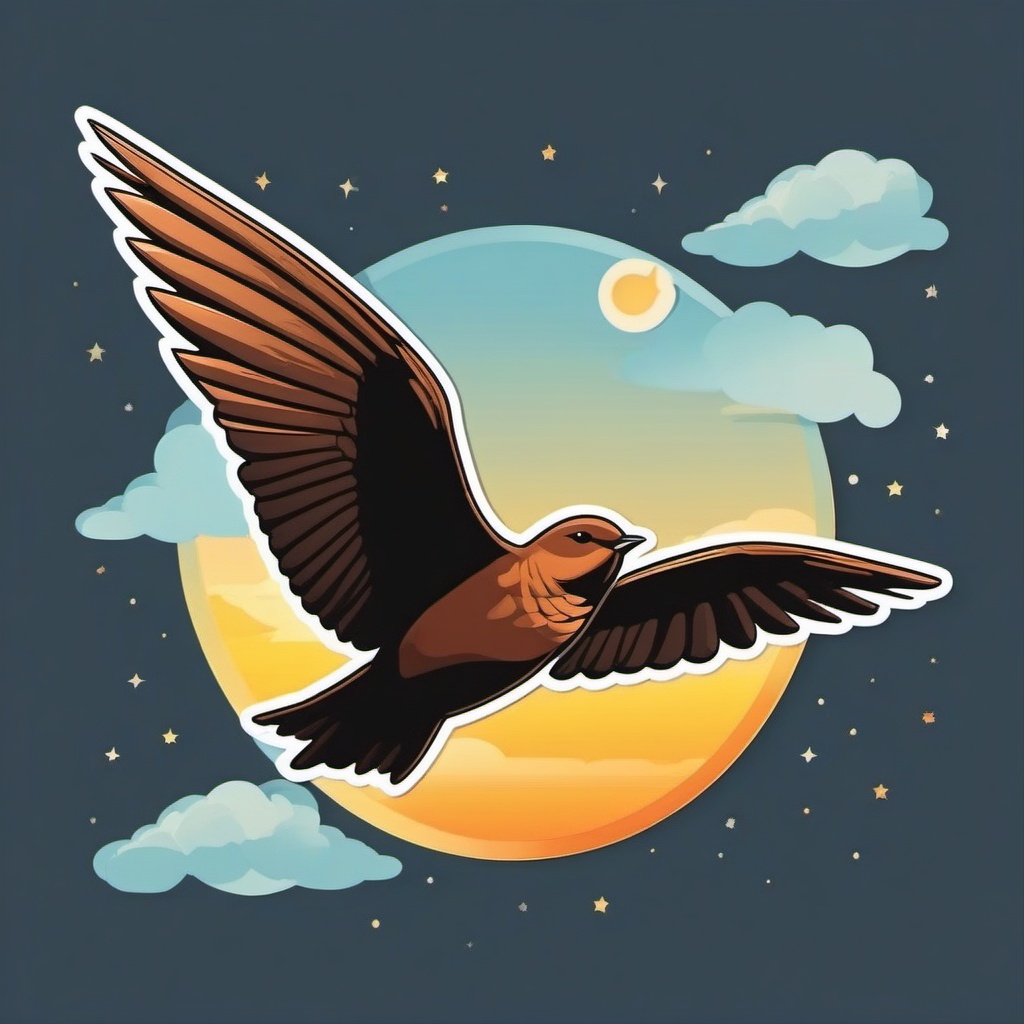 Common Swift Sticker - A common swift soaring through the sky, ,vector color sticker art,minimal