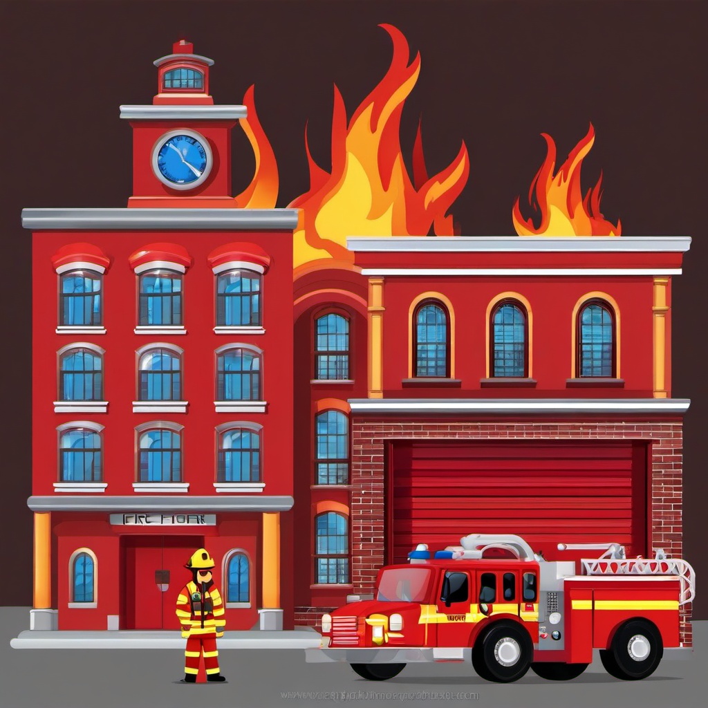 Fire Fighter clipart - fire station building  vector clipart