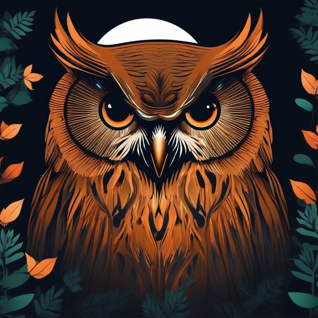 Eyes clipart - owl eyes glowing in the dark forest  color,minimalist,vector clipart