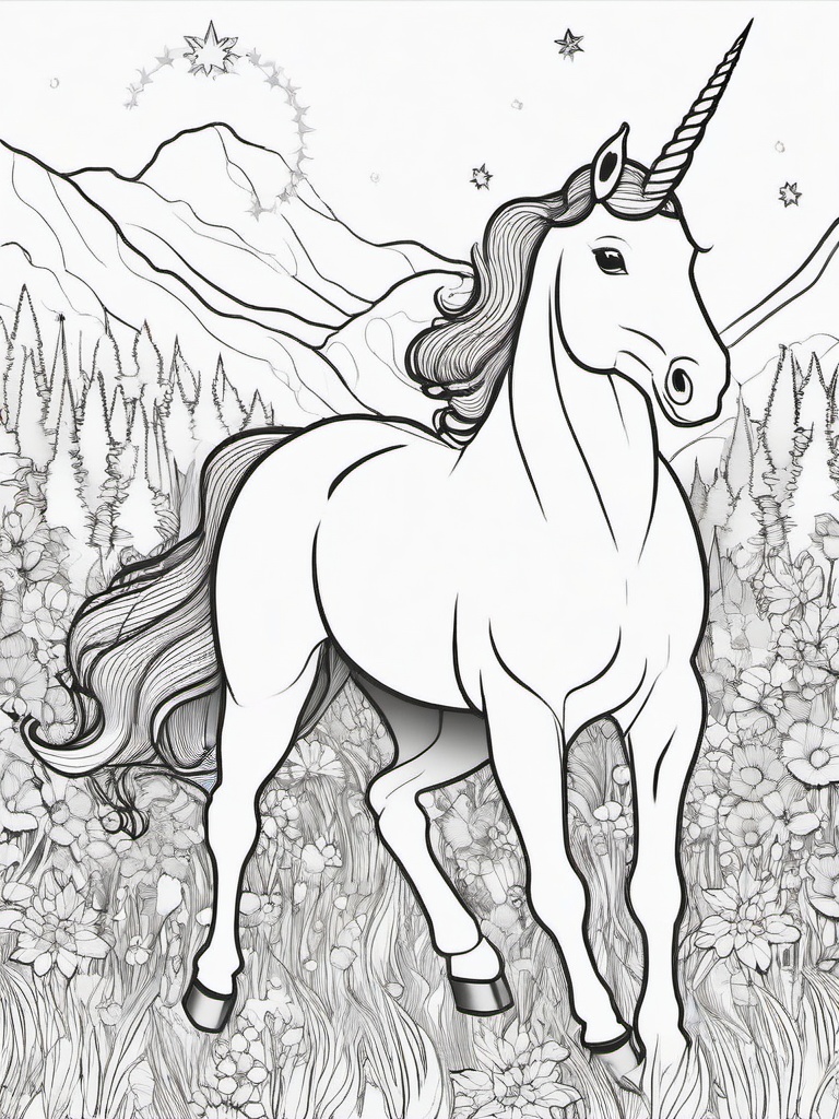 Unicorn Parade Coloring Pages - Gathering of Unicorns Celebrating Together  minimal black outline printable sheet, coloring page