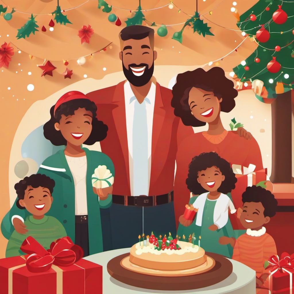 Happy Holidays clipart - family celebrating together during holidays  