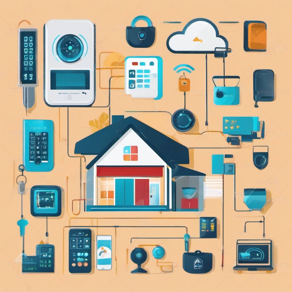 Smart Home Security System clipart - Smart home security system, ,vector color clipart,minimal