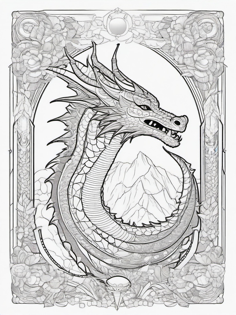 Dragon Guarding Treasure Coloring Pages - Protector of a Glittering Hoard  minimal black outline printable sheet, coloring page