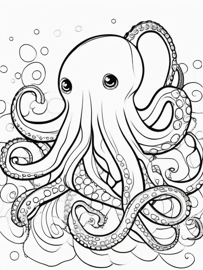 Octopus Coloring Pages - Octopus with colorful spots on each tentacle  simple coloring pages