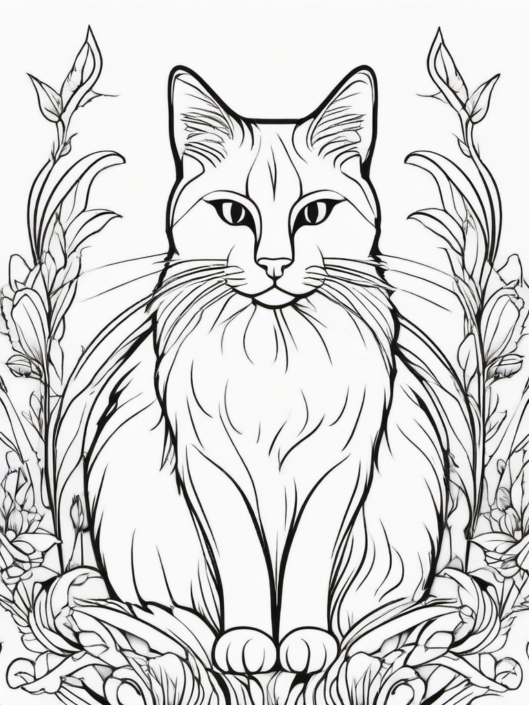 Black Cat Coloring Pages - Mysterious Cat with Enigmatic Aura  minimal black outline printable sheet, coloring page