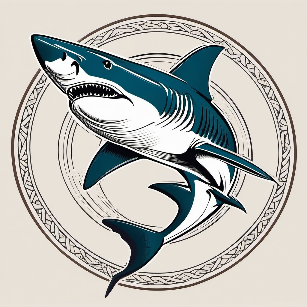 Aumakua Shark Tattoo - Symbolize protection and guidance with a tattoo featuring the Aumakua shark, a revered guardian spirit in Hawaiian culture.  simple vector color tattoo,minmal,white background