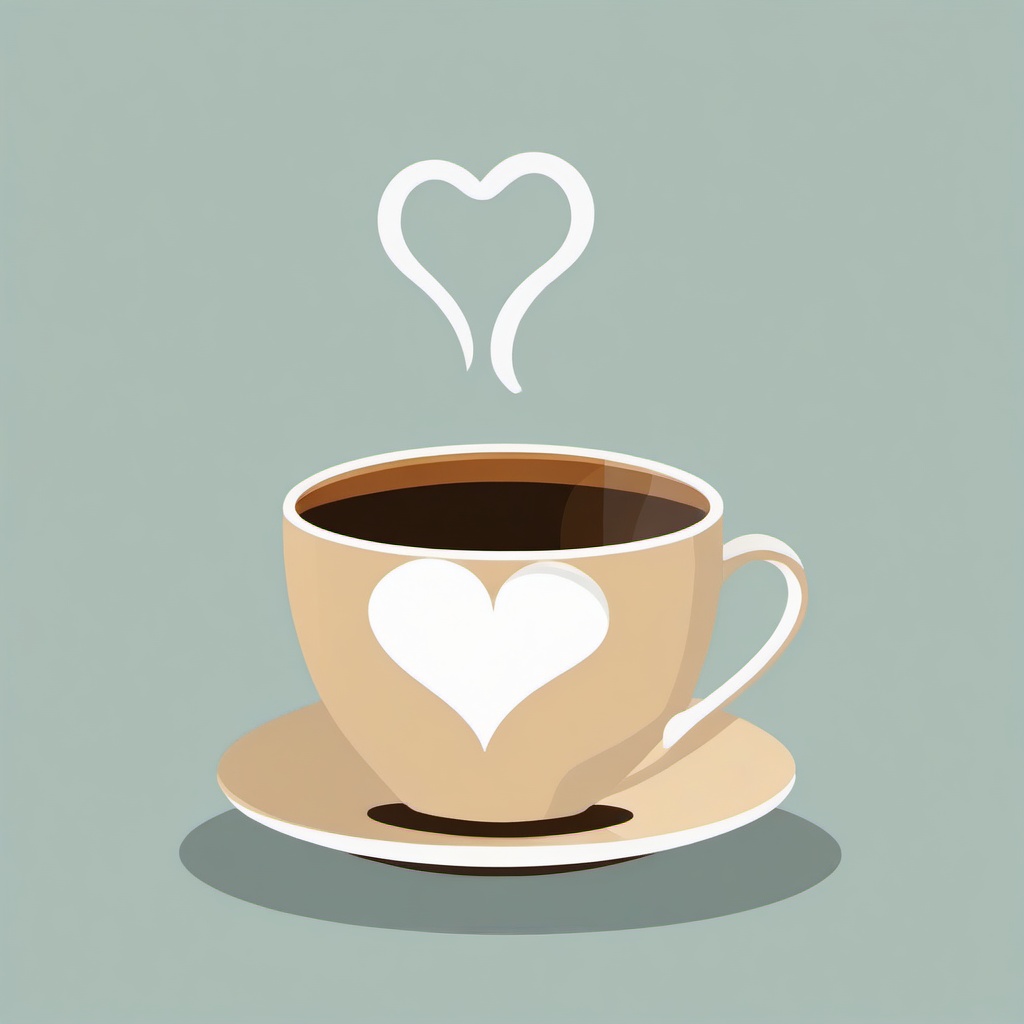 Coffee Cup clipart - coffee cup with a heart-shaped steam  color,minimalist,vector clipart