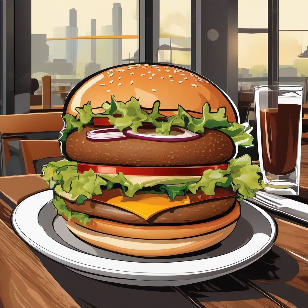 Burger clipart - burger in a casual dining atmosphere  