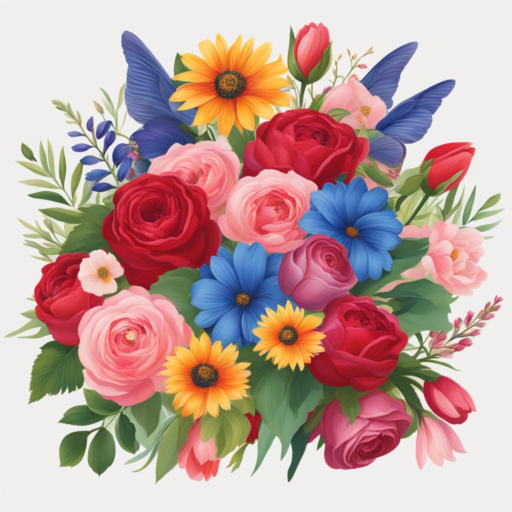 floral clipart,arranging a vibrant bouquet for a royal ball 