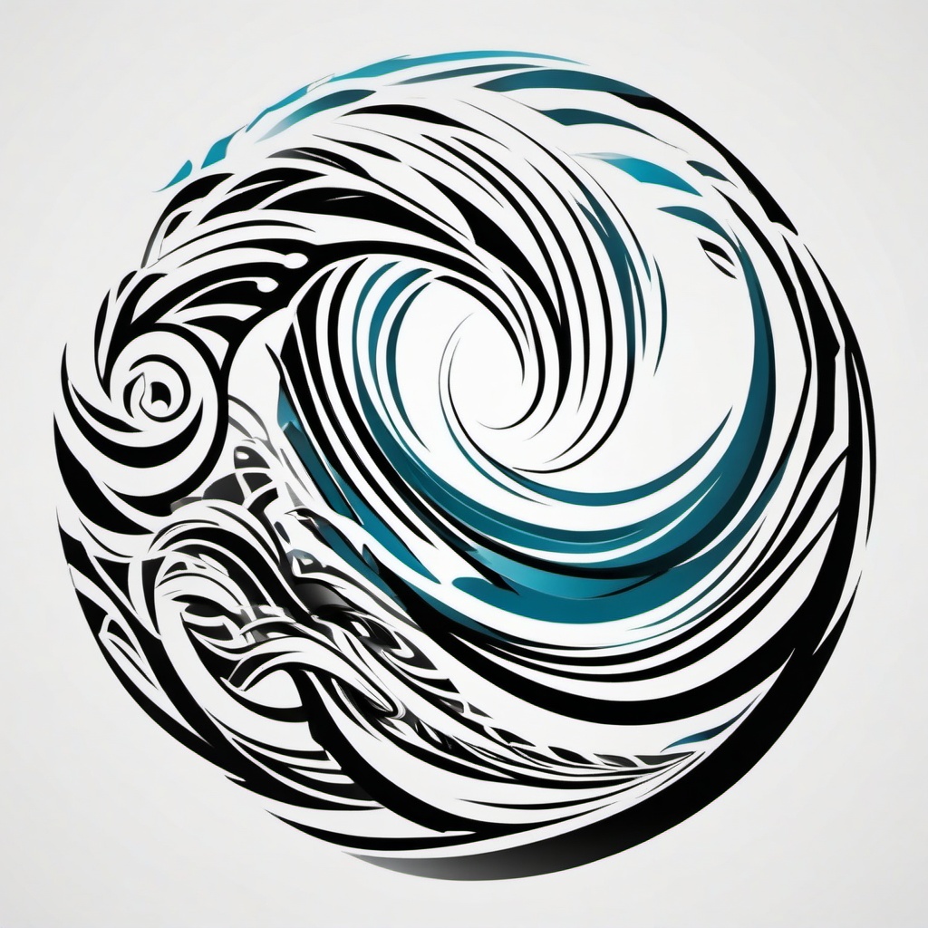 Tribal Wave Tattoo - Infuse tribal aesthetics with a captivating tattoo featuring tribal-inspired waves.  simple vector color tattoo,minimal,white background