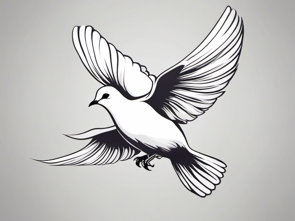 Dove Symbol Tattoo-Symbolic and elegant tattoo featuring a dove, representing peace, love, and freedom.  simple color tattoo,white background