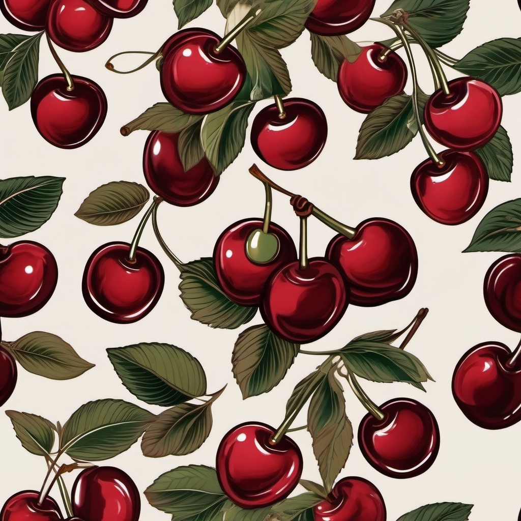 Cherries with metallic details design: Industrial elegance meeting the natural sweetness.  simple color tattoo style