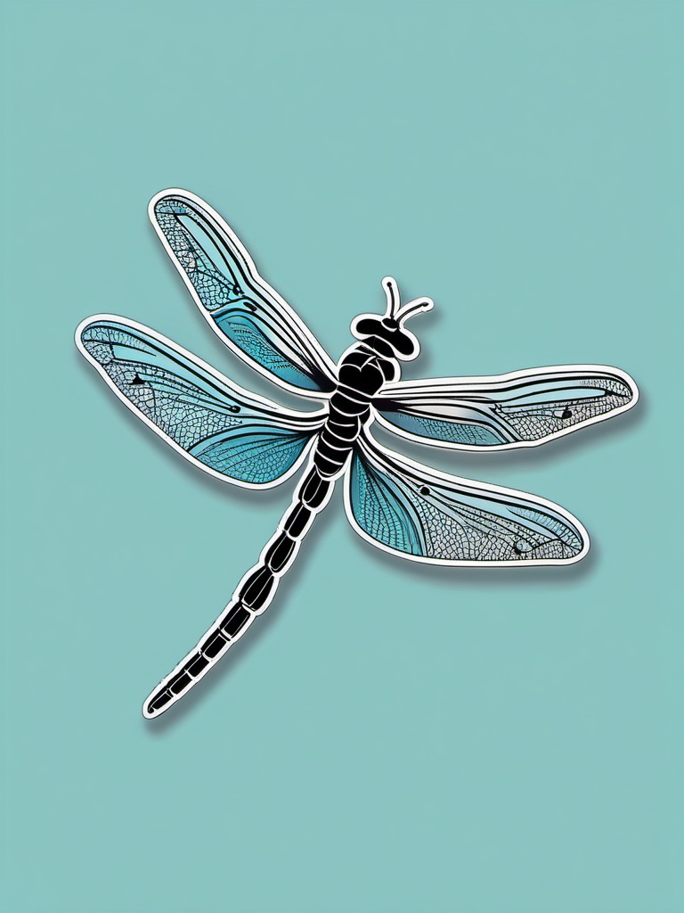 Dragonfly Sticker - A delicate dragonfly hovering gracefully in the air. ,vector color sticker art,minimal