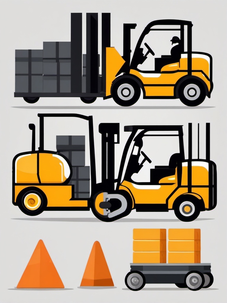 Forklift Clipart - A forklift raising a heavy load.  color vector clipart, minimal style