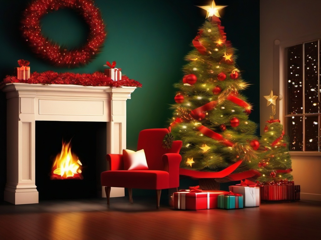 Christmas Fireplace Background  