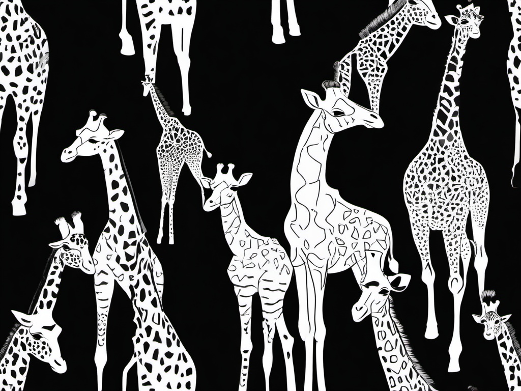 drawings of giraffes  minimal rough sketch scribbles,doodles,black and white