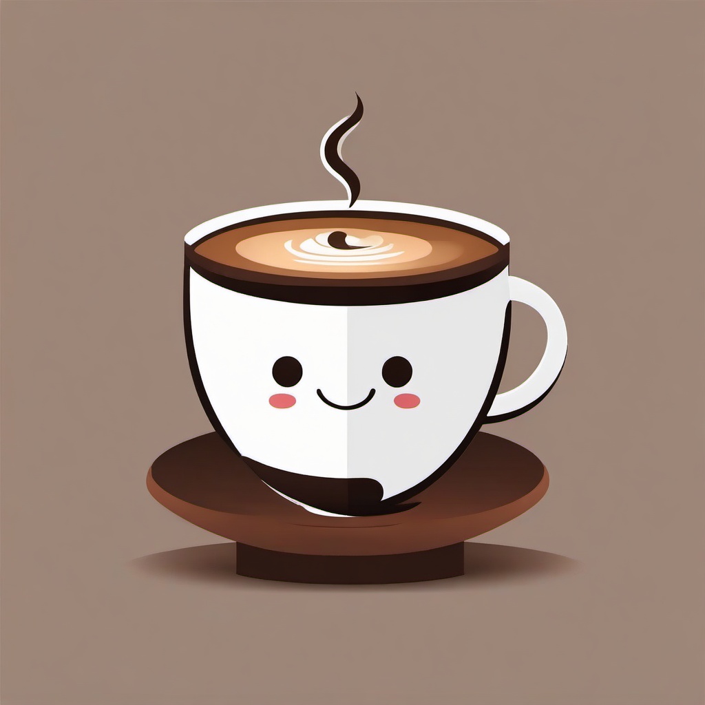 Coffee Cup clipart - cartoon character enjoying a cup of coffee  color,minimalist,vector clipart