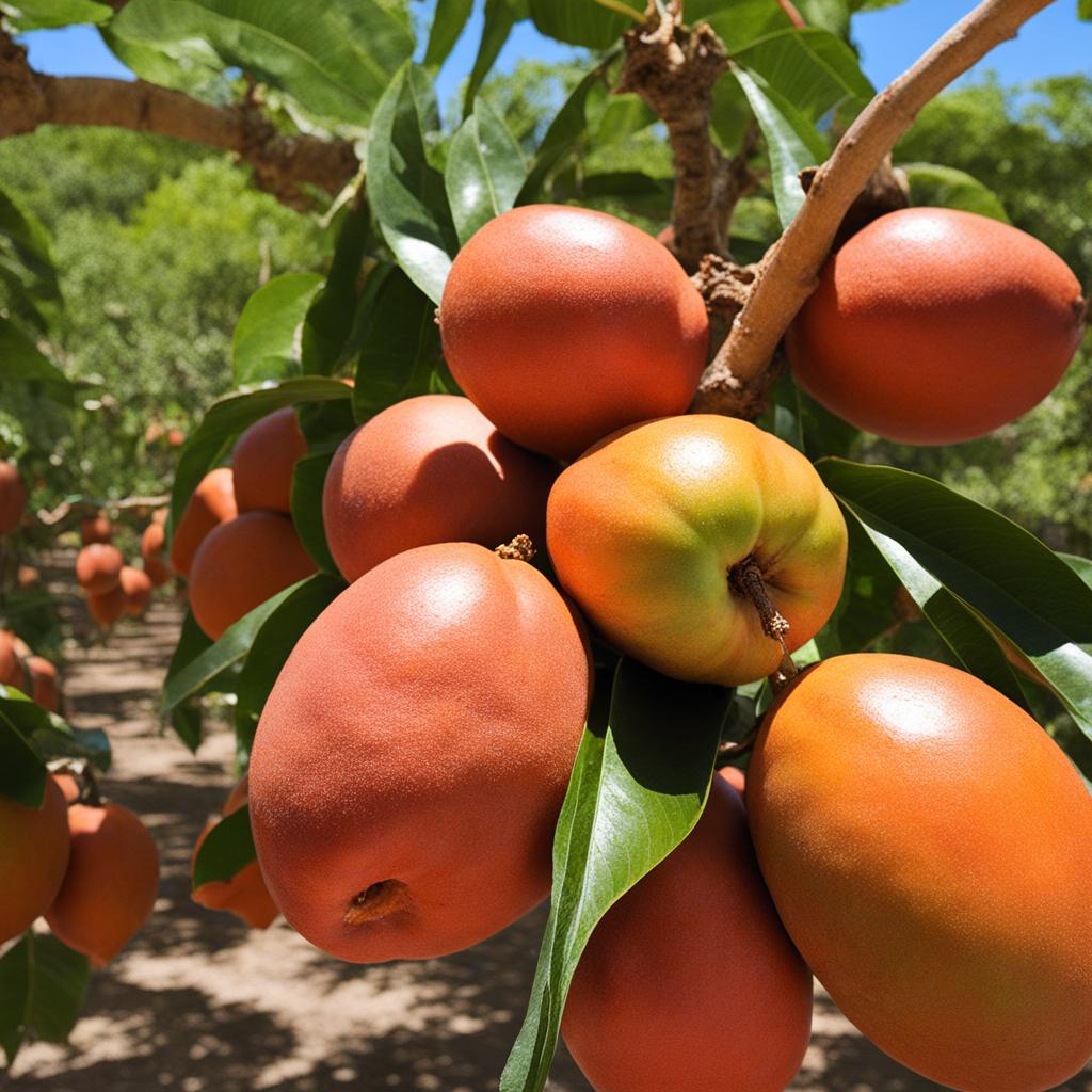 mamey sapote ice cream, a creamy delight, enjoyed in a lush mexican orchard. 