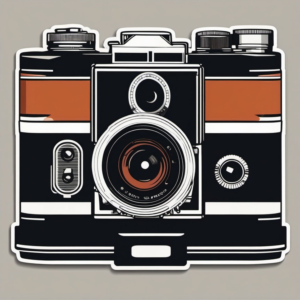 Film camera sticker, Vintage , sticker vector art, minimalist design