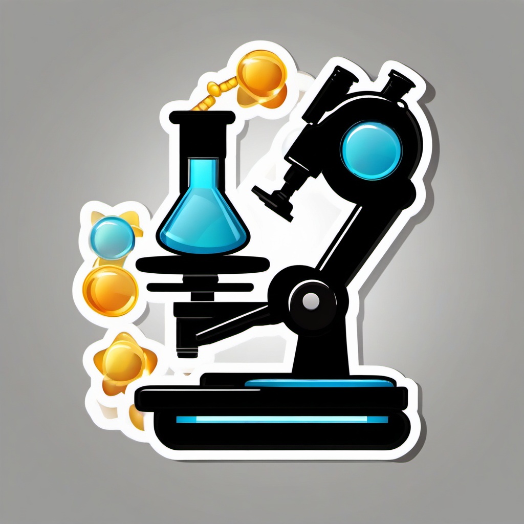 Microscope and DNA Emoji Sticker - Genetic exploration, , sticker vector art, minimalist design