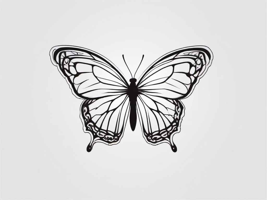 butterfly outline tattoo small  simple color tattoo, minimal, white background