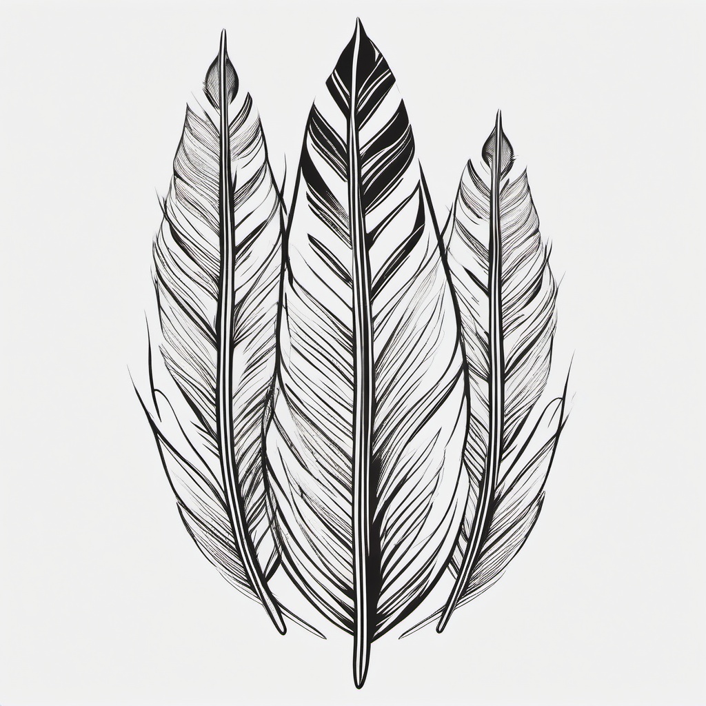 Cherokee Indian Feather Tattoo - Feather design with Cherokee Indian influence.  simple vector tattoo,minimalist,white background