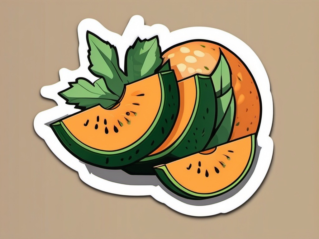 Cantaloupe Sticker - Sweet and succulent, a cantaloupe-colored burst of freshness, , sticker vector art, minimalist design