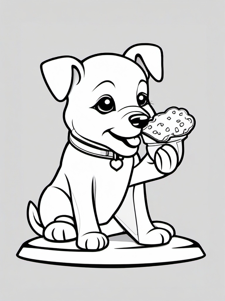 Puppy with Bone Coloring Pages - Adorable Pup Enjoying a Tasty Treat  minimal black outline printable sheet, coloring page