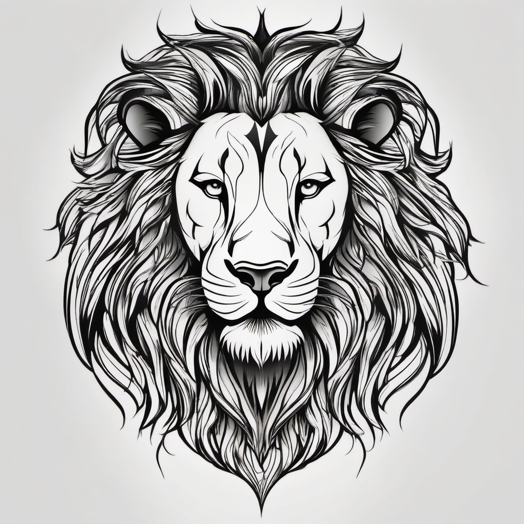 Lion head tattoo, Artistic tattoos that focus on the majestic and powerful lion's head. , color tattoo designs, white clean background