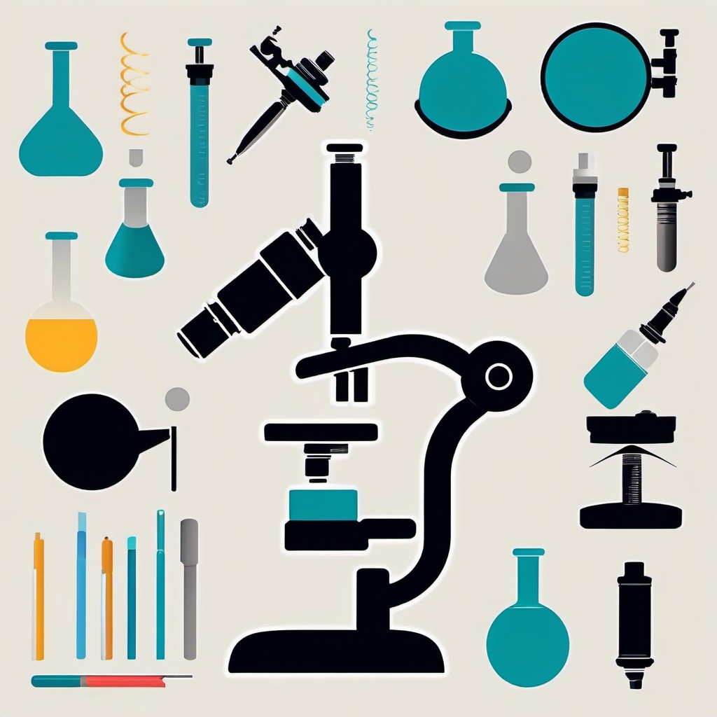 Microscope clipart - Scientific instrument for magnifying small objects, ,vector color clipart,minimal