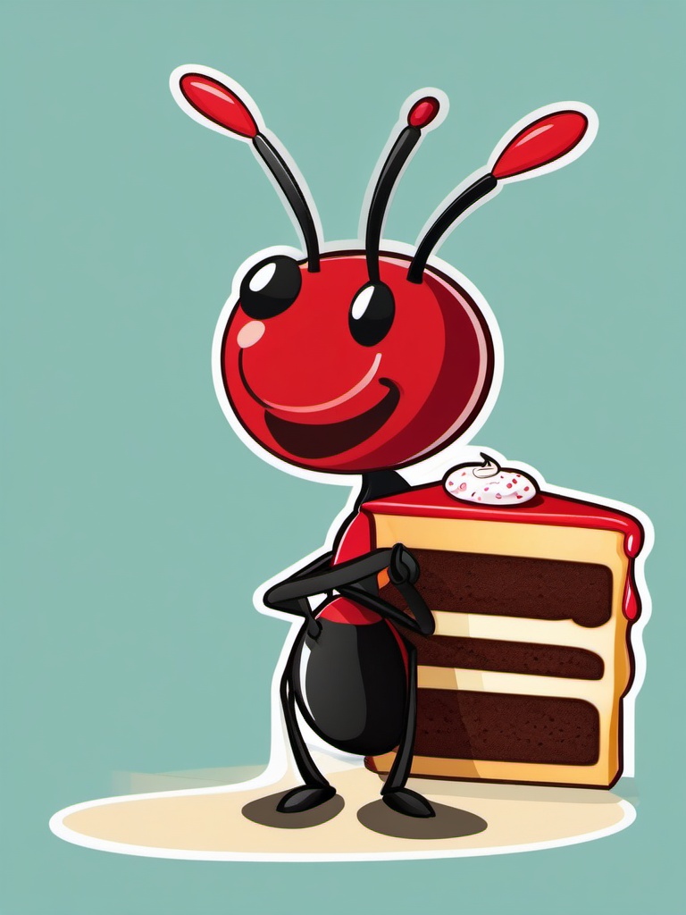 Ant clipart - ant with a slice of cake  clipart