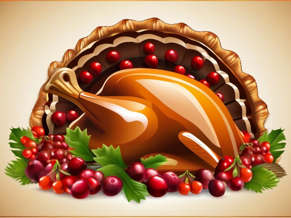 Happy Thanksgiving clipart - Thanksgiving turkey with cranberries  