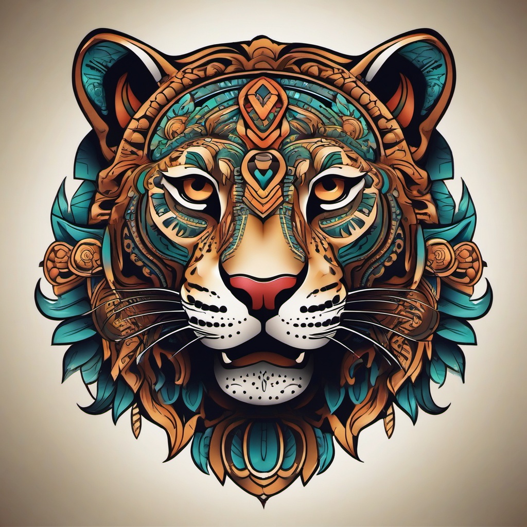 jaguar tattoo aztec  simple vector color tattoo