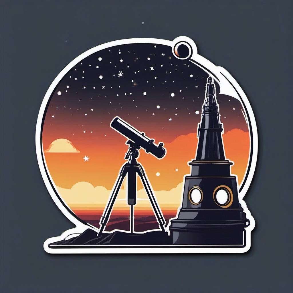 Telescope sticker, Stargazing , sticker vector art, minimalist design