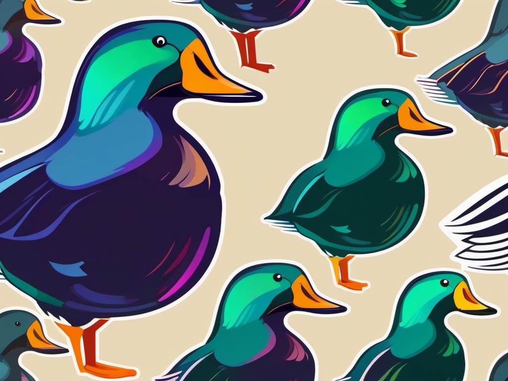 Mallard Duck Sticker - A quacking mallard duck with iridescent feathers, ,vector color sticker art,minimal