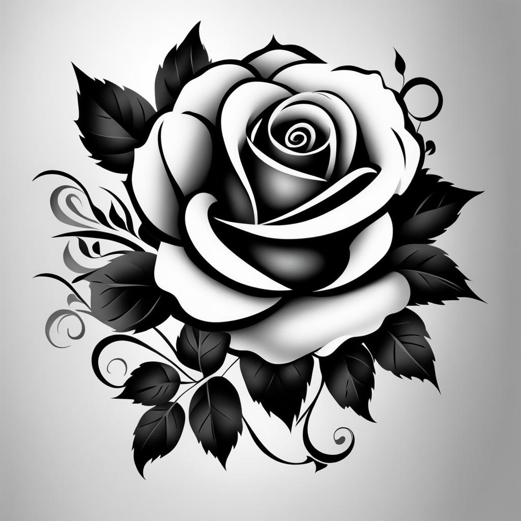 Black and gray rose tattoo, Graceful tattoos showcasing black and gray roses.  color, tattoo patterns, white clean background