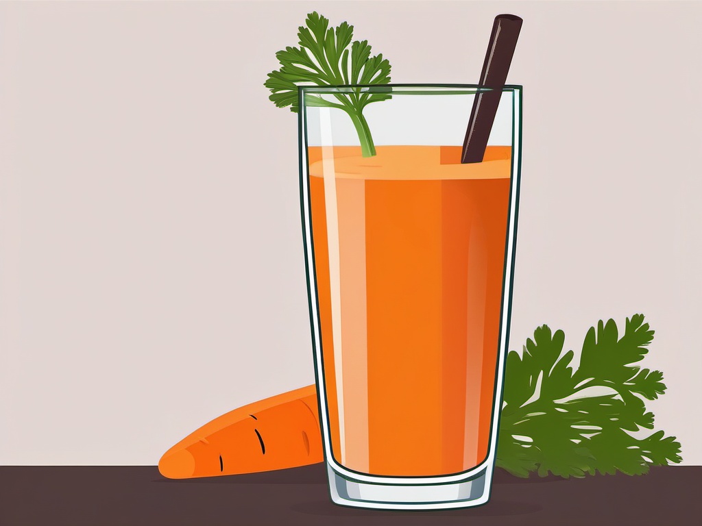 Carrot Smoothie Clipart - A glass of carrot smoothie with a carrot garnish.  color vector clipart, minimal style