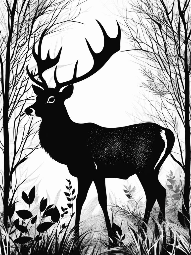 deer clipart black and white 