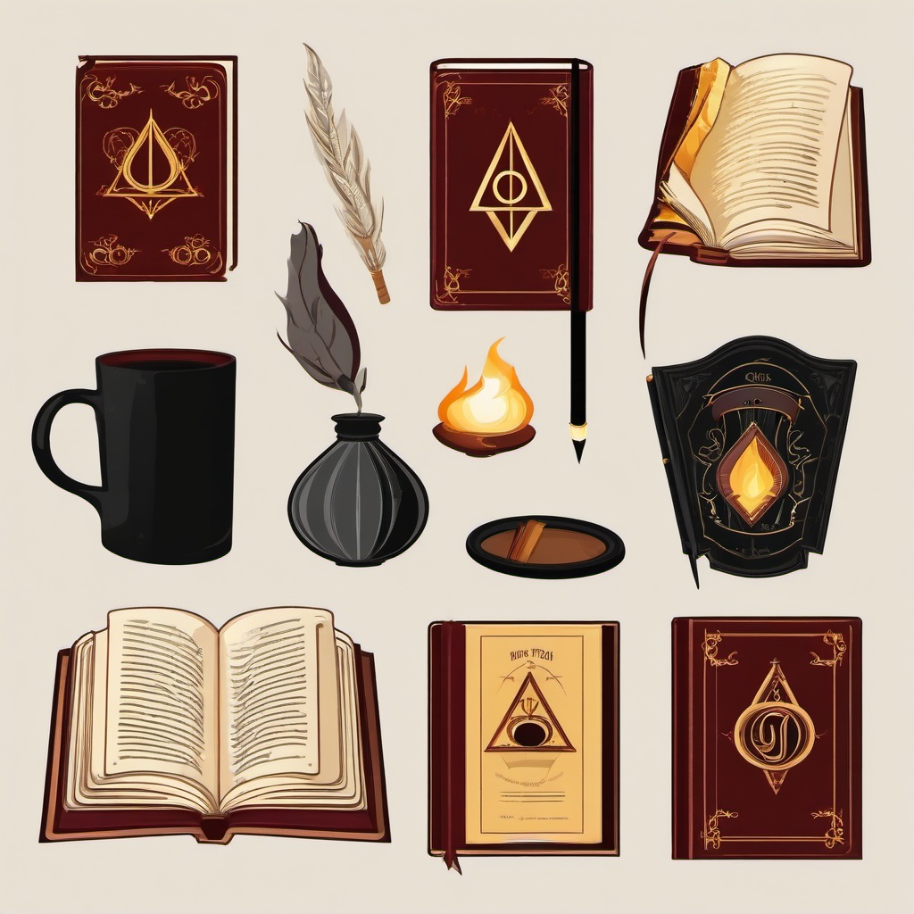 Harry Potter clipart - spellbook with magical symbols  color,minimalist,vector clipart