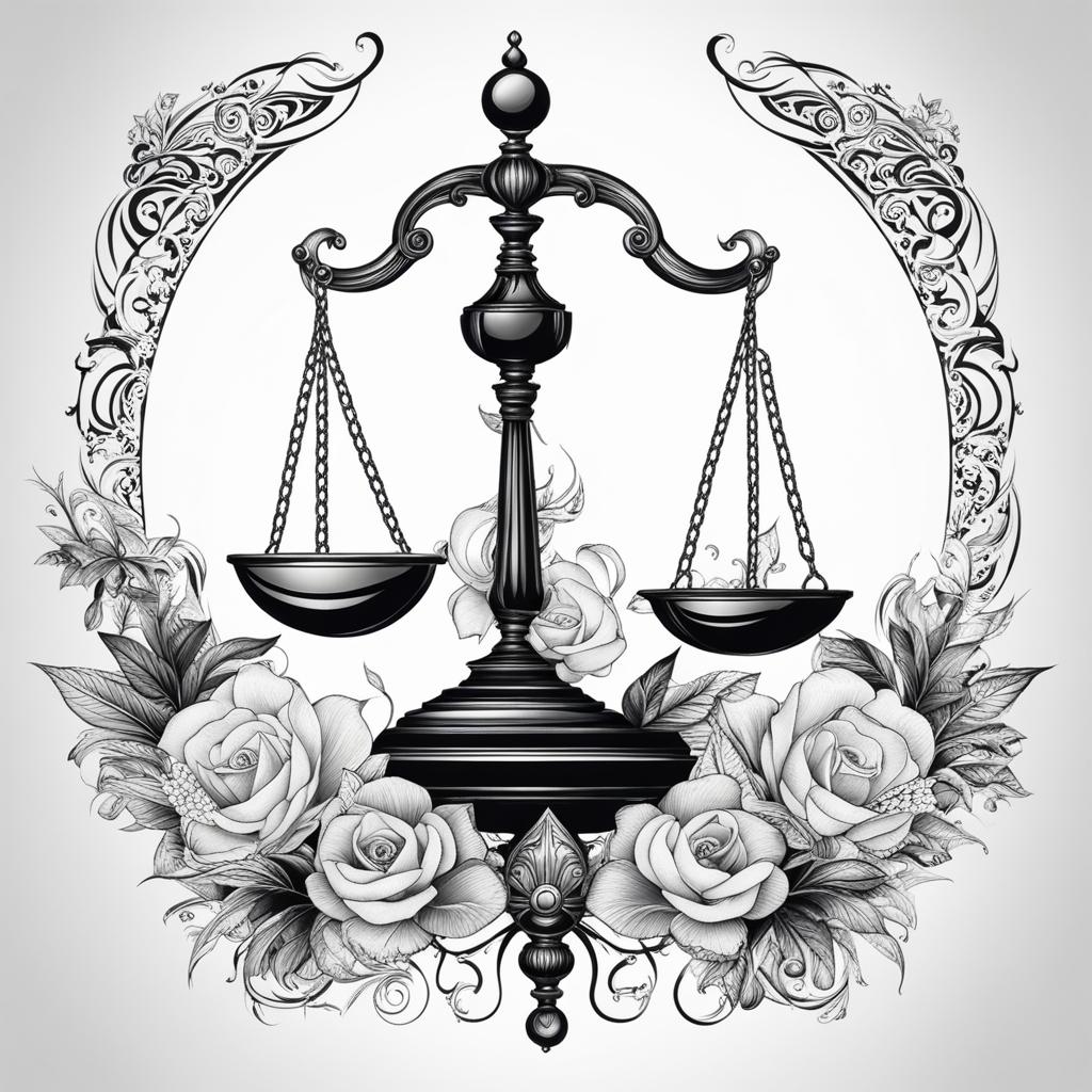 libra tattoo black and white design 