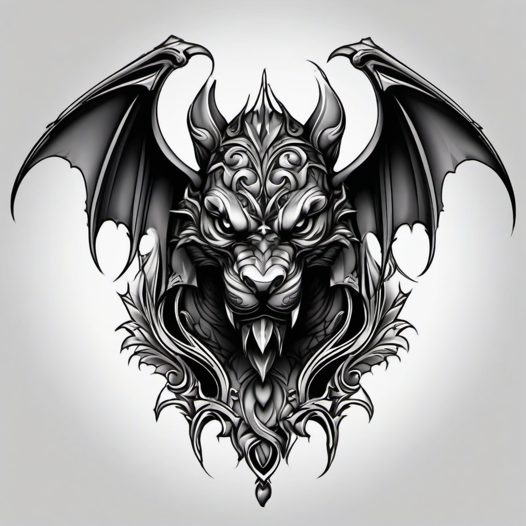 gothic gargoyle tattoo designs  simple color tattoo design,white background