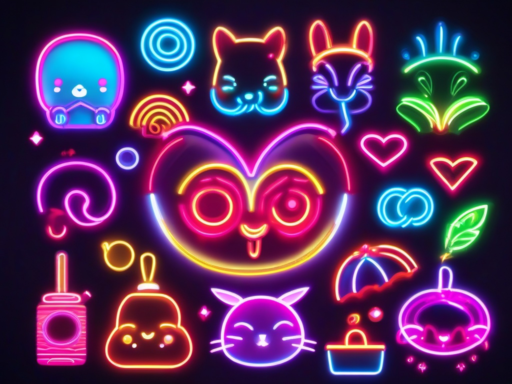 Cute Neon Wallpaper - Bright neon with kawaii designs  ,desktop background wallpaper