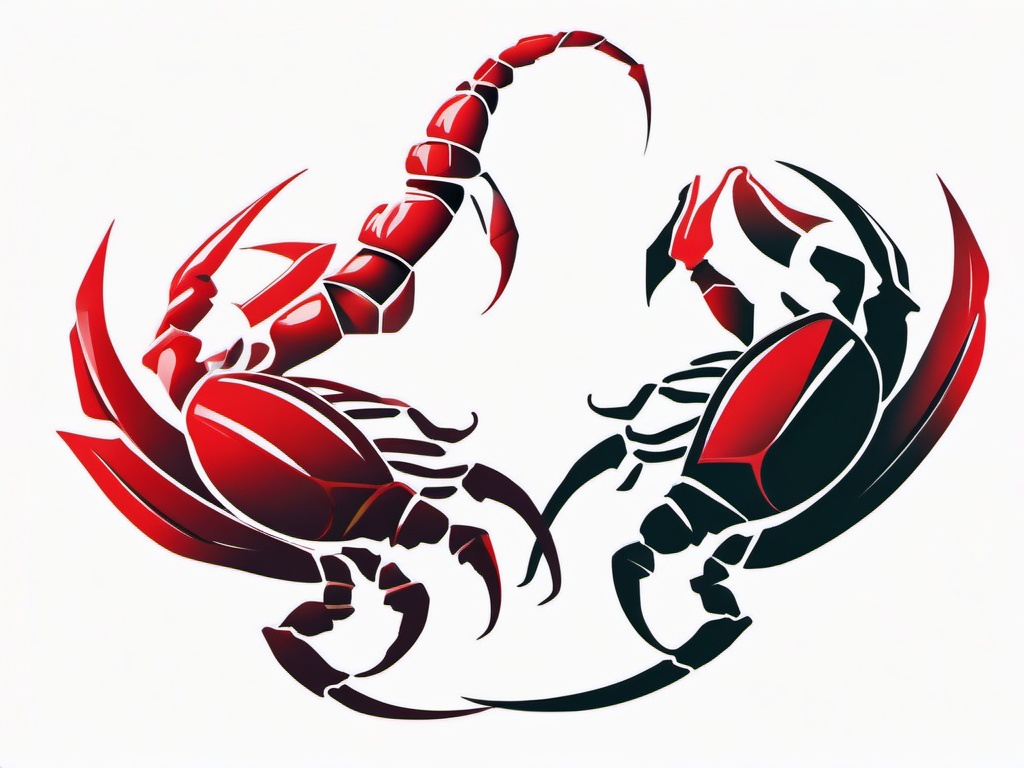 Red Scorpion Tattoo - Infuse vibrant hues into your tattoo with a red-colored scorpion design for a bold appearance.  simple vector color tattoo,minimal,white background