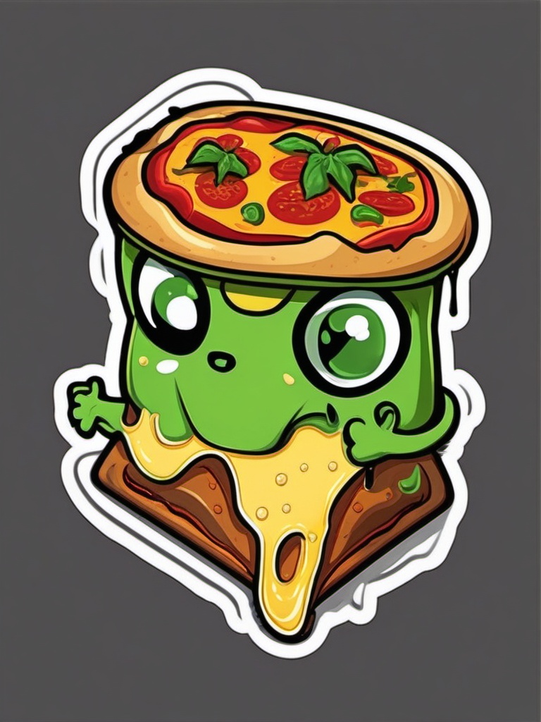 Alien Pizza sticker- Cosmic Cheese Invasion, , sticker vector art, minimalist design